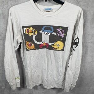 Vintage Champion Sesame Street Long Sleeve Graphic T Shirt White‎ Elmo Big Bird